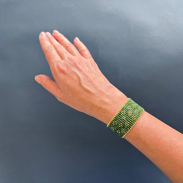 Brazalete Telar Dorado Medio Miniflor Turquesa T